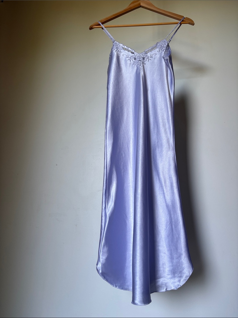 Vintage Lace-Trim Satin Slip Dress Lavender Haze